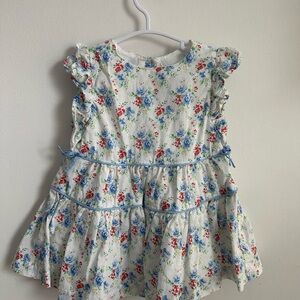 Janie and Jack Floral Ruffle Dress - Blue and Red